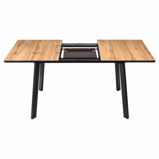 Стол Dublin раскладной 120-160х80х75 Дуб Вотан, чёрные ножки