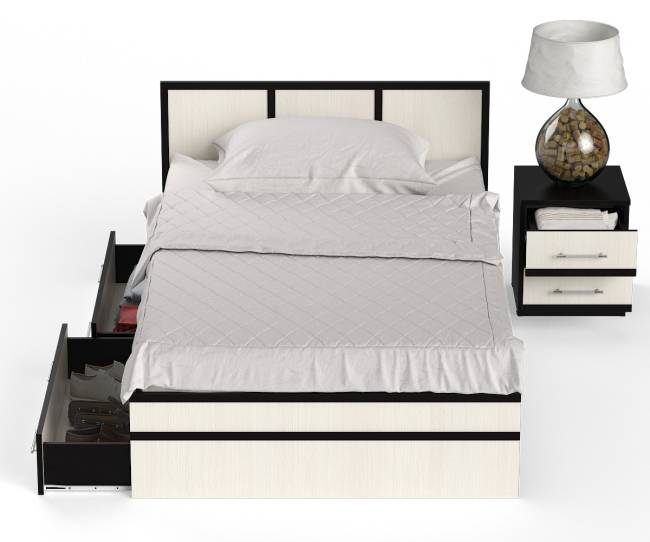 Кровать с ящиками 1200 с тумбой Сакура цвет венге/дуб лоредо Кровать с ящиками 1200 с тумбой Сакура цвет венге/дуб лоредо