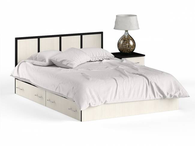 Кровать с ящиками 1400 с тумбой Сакура цвет венге/дуб лоредо Кровать с ящиками 1400 с тумбой Сакура цвет венге/дуб лоредо