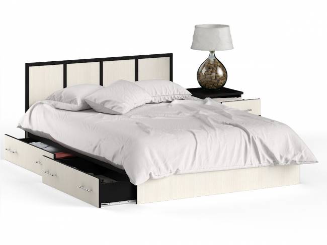 Кровать с ящиками 1400 с тумбой Сакура цвет венге/дуб лоредо Кровать с ящиками 1400 с тумбой Сакура цвет венге/дуб лоредо