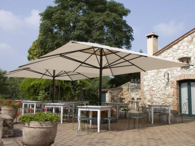 Зонт профессиональный телескопический 5х5 м Capri Dark антрацит, слоновая кость 5000х5000 мм