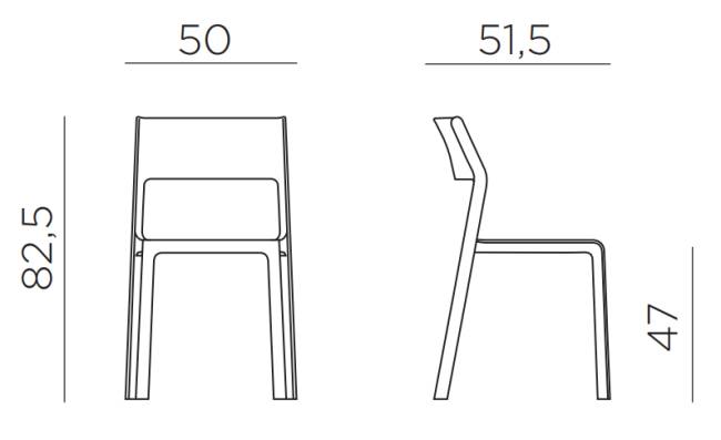 Стул пластиковый Trill Bistrot тортора 500х515х825 мм