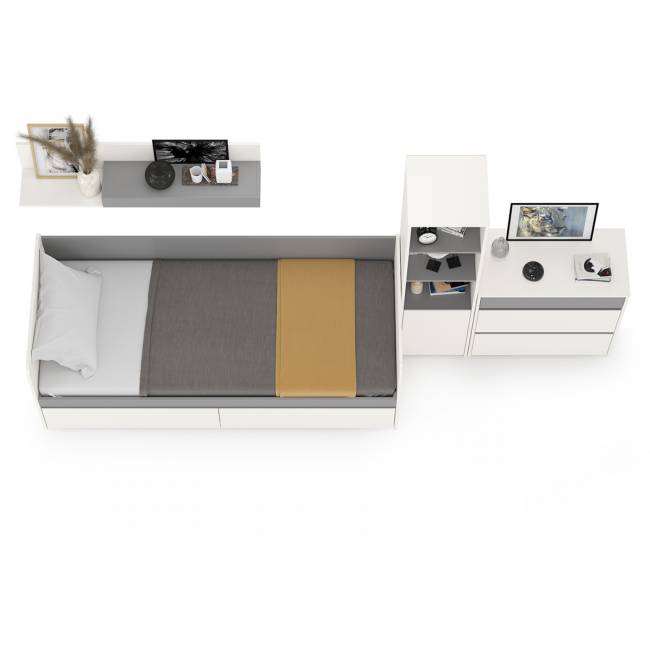 Мебель для детской Торонто № 22 цвет белый шагрень/стальной серый