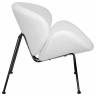 Кресло дизайнерское DOBRIN EMILY, белый (букле) ткань, черное основание