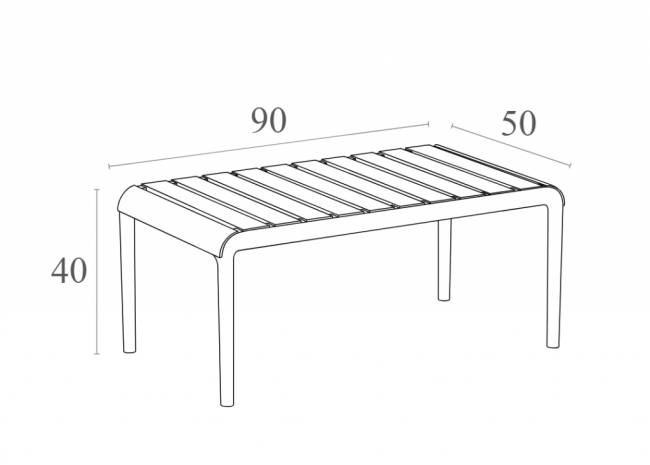 Столик пластиковый журнальный Paris Lounge Table темно-серый 900х500х400 мм