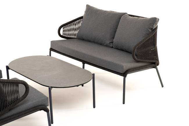 "Милан" лаунж-зона 4-местная плетеная из роупа (веревки), каркас алюминиевый темно-серый, роуп темно-серый