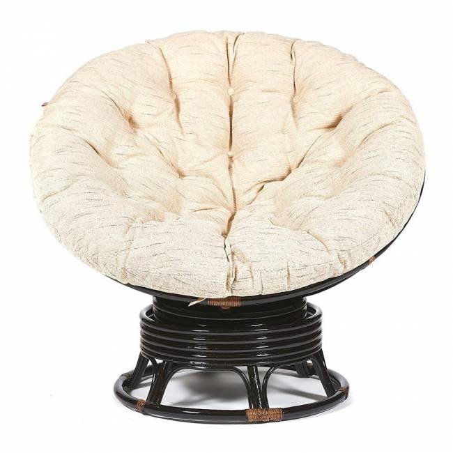 Кресло-качалка PAPASAN/ПАПАСАН w 23/01 B /с подушкой/ 115х78х104 см, Antique brown (античный черно-коричневый), ткань Старт Antique brown (античный черно-коричневый)