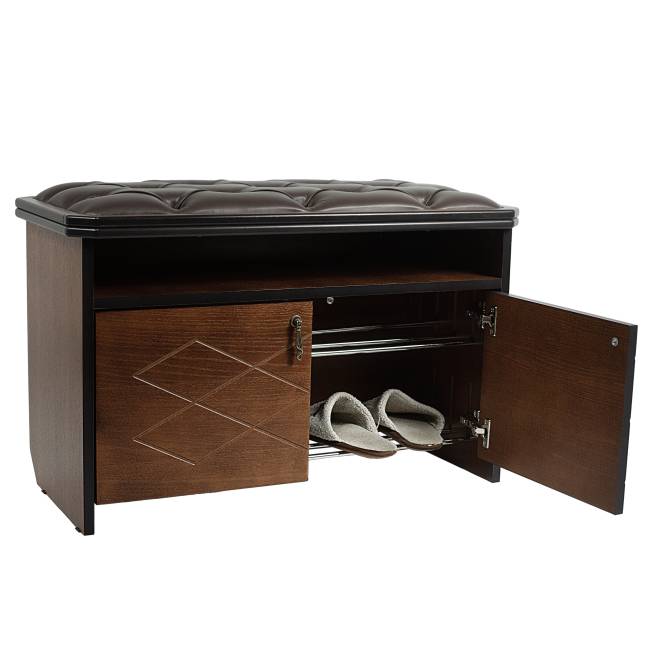 Банкетка Патриция 2 орех, к/з Ева 1, каретная стяжка Л Банкетка Патриция 2 орех, к/з Ева 1, каретная стяжка Л