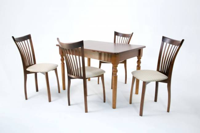 Обеденная группа Верди 120 со стульями Миранда орех/ ромб бежевый Обеденная группа Верди 120 со стульями Миранда орех/ ромб бежевый