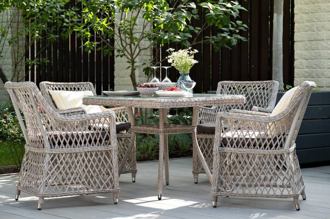 "Айриш" обеденная группа плетеная на 4 персоны, цвет бежевый "Айриш" обеденная группа плетеная на 4 персоны, цвет бежевый