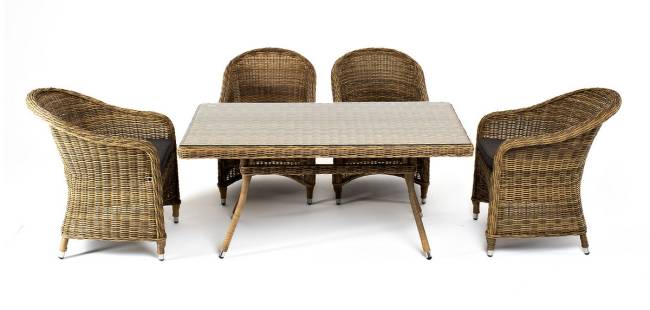 "Латте - 140 R" обеденная группа плетеная, цвет соломенный "Латте - 140 R" обеденная группа плетеная, цвет соломенный