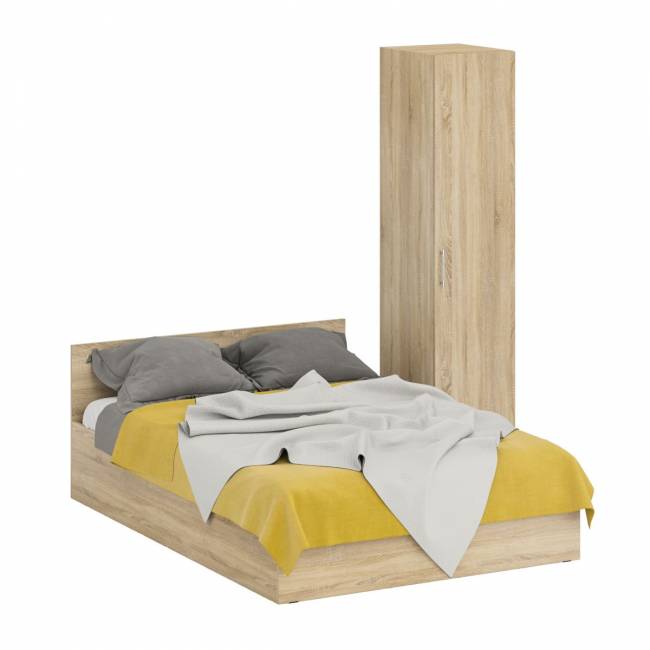 Кровать двуспальная 1400 с пеналом Стандарт цвет дуб сонома