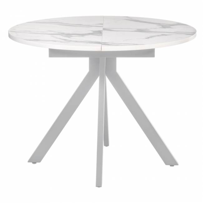 Стол Rudolf круглый раскладной 100-130x100x75см, белый мрамор, белый Стол Rudolf круглый раскладной 100-130x100x75см, белый мрамор, белый