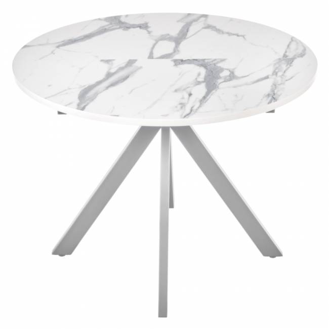 Стол Rudolf круглый раскладной 100-130x100x75см, белый мрамор, белый Стол Rudolf круглый раскладной 100-130x100x75см, белый мрамор, белый