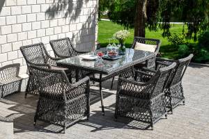 "Латте" обеденная группа плетеная, цвет графит "Латте" обеденная группа плетеная, цвет графит