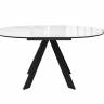 Стол DikLine SFC110 d1100 стекло Оптивайт Белый мрамор/подстолье черное/опоры черные