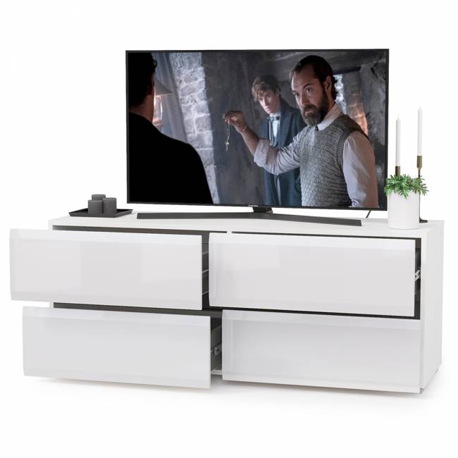 Тумба под ТВ Сидней 13.63 цвет белый/чёрный/МДФ белый глянец Тумба под ТВ Сидней 13.63 цвет белый/чёрный/МДФ белый глянец