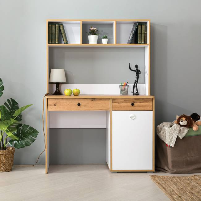 Надстройка на стол Вуди 13.161 цвет белый премиум/дуб крафт золотой