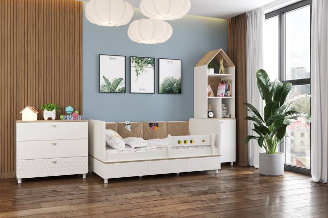 Детская кровать с ящиками Эйп 11.40 цвет белый/дуб белый Детская кровать с ящиками Эйп 11.40 цвет белый/дуб белый