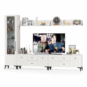 Стенка в гостиную Валенсия № 80 цвет белый шагрень