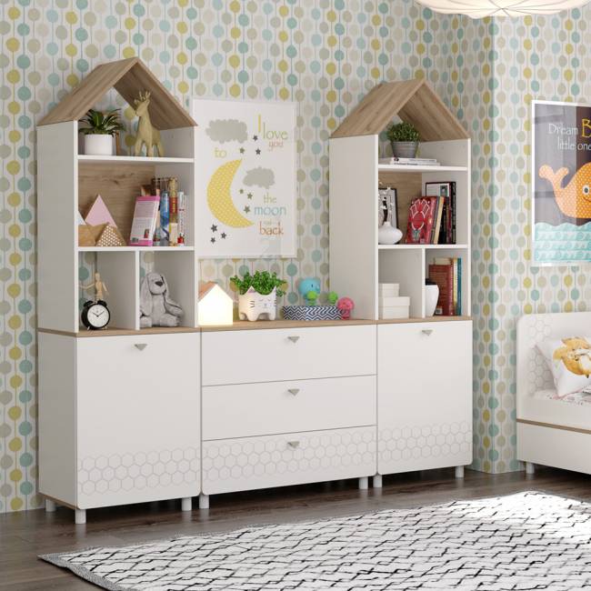 Детская стенка Эйп цвет белый/дуб белый