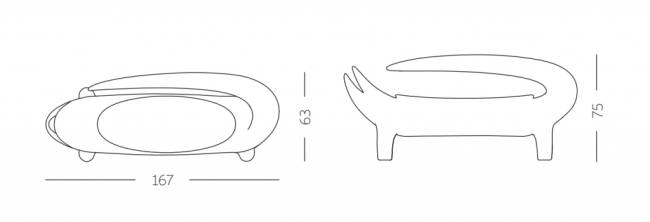 Диван пластиковый Big Kroko Standard 1670х630х750 мм