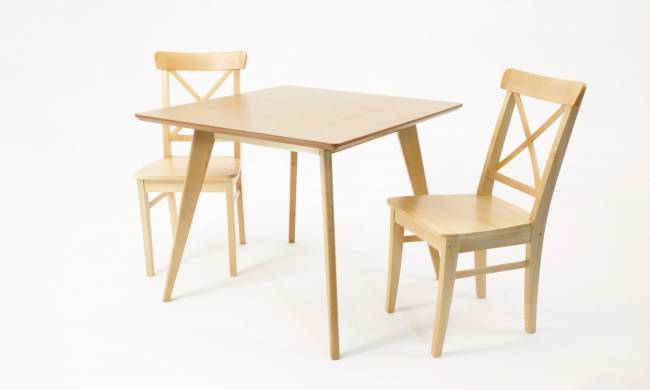 Стол Сканди М 90 натур со стульями Ингольф натур