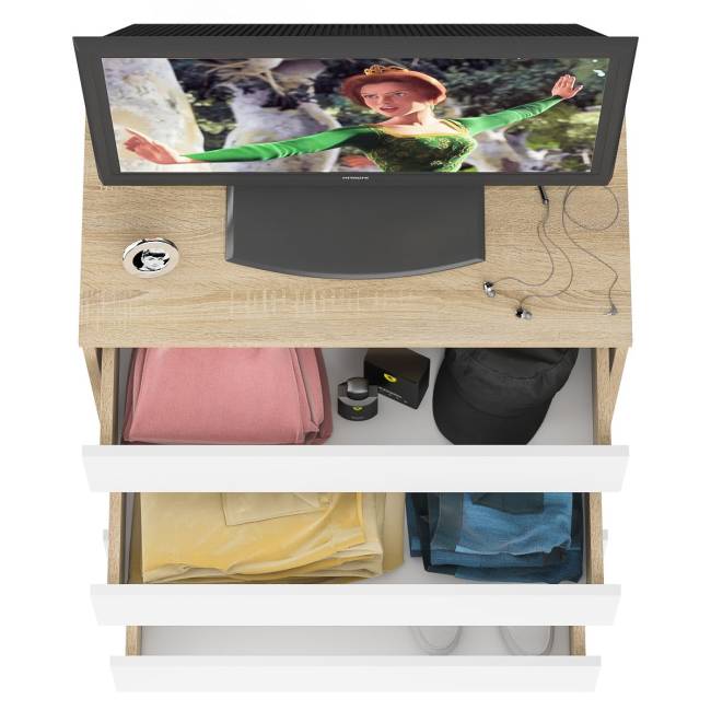 Комод четыре ящика Мори МК800.4 цвет дуб сонома/белый