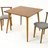Стол Монте М 100 орех со стульями Франк орех рогожка серый